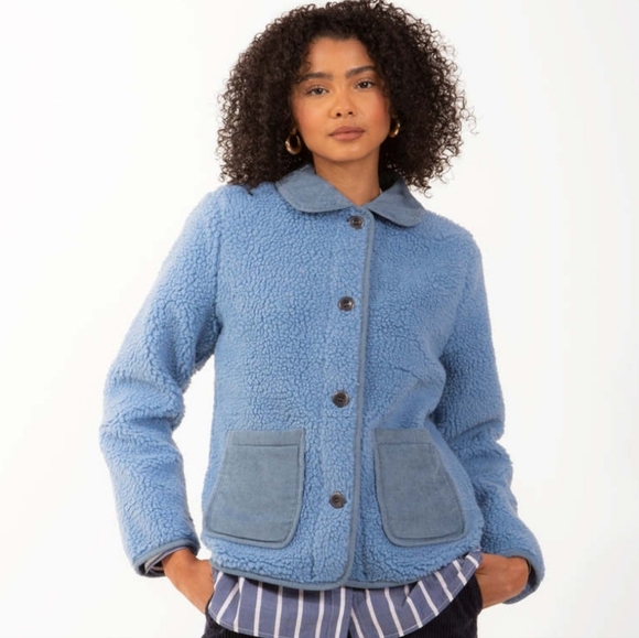 Alex Mill Blue Sherpa Work Jacket Medium - Picture 3 of 12